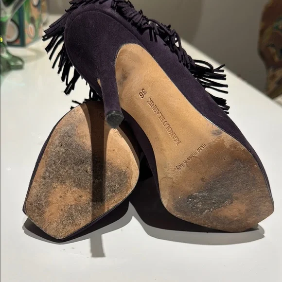 Manolo Blahnik open toe stiletto with fringe Size 6 EUC - Picture 6 of 8